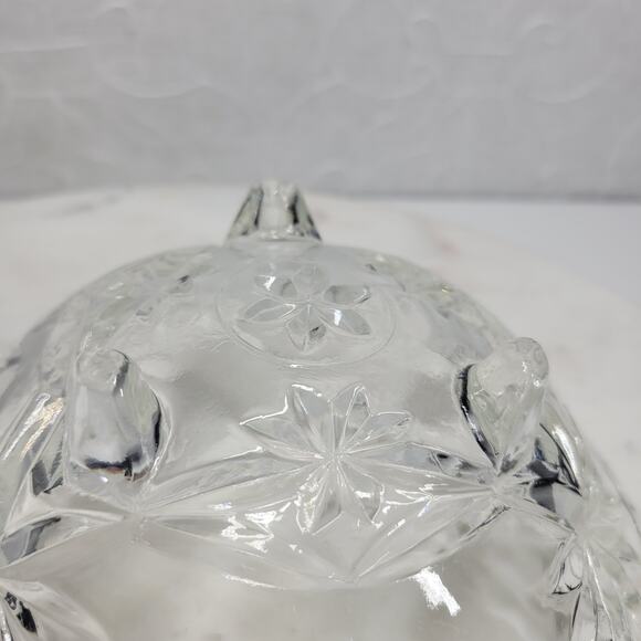 Vintage Crystal 3 Toed Footed Cut Glass Bowl 6.5"x2.5" Clear Candy Trinket Dish - Picture 6 of 16